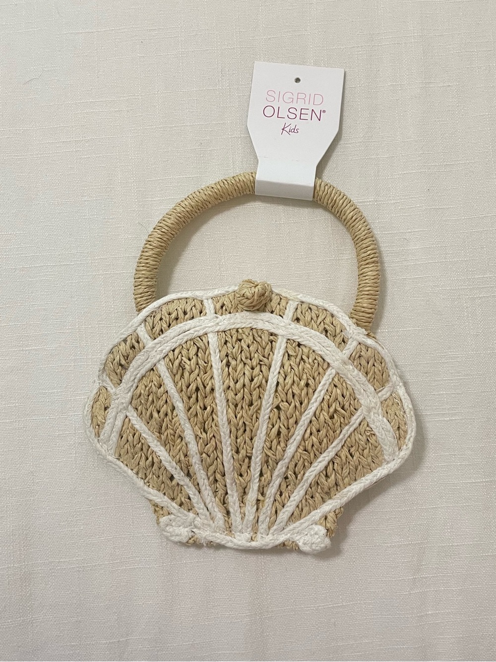 Sigrid Olsen Kids Natural and White Shell Straw Purse